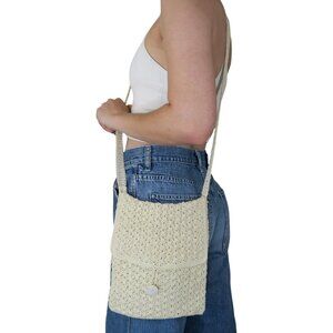 Vintage 90s Cream Crochet Crossbody Purse